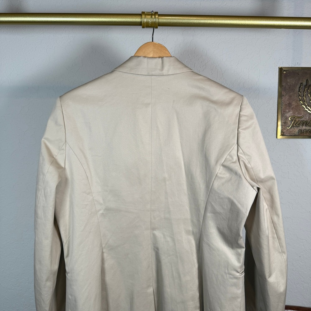 Stile Benetton Womens Beige Cotton Blend Two Button Tailored Blazer Jacket Sz 10 - Picture 9 of 10
